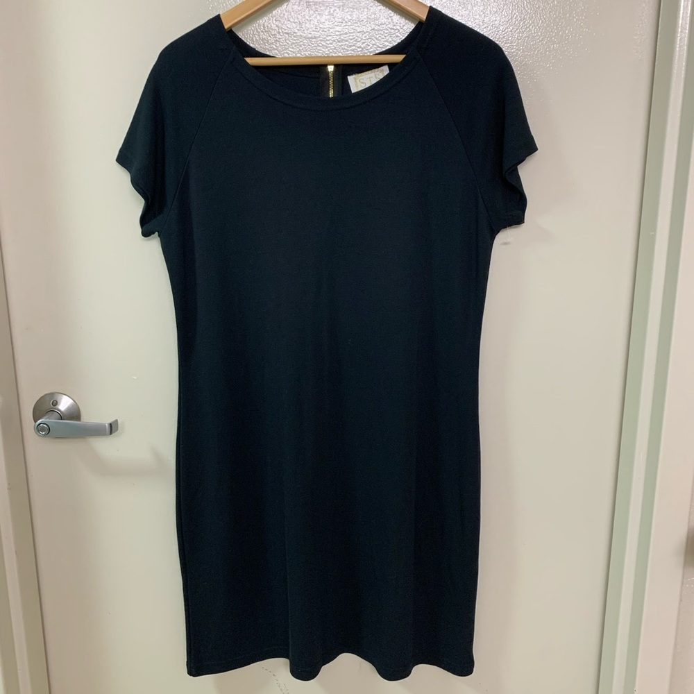 Sail to Sable Black Short Sleeve Shift Dress